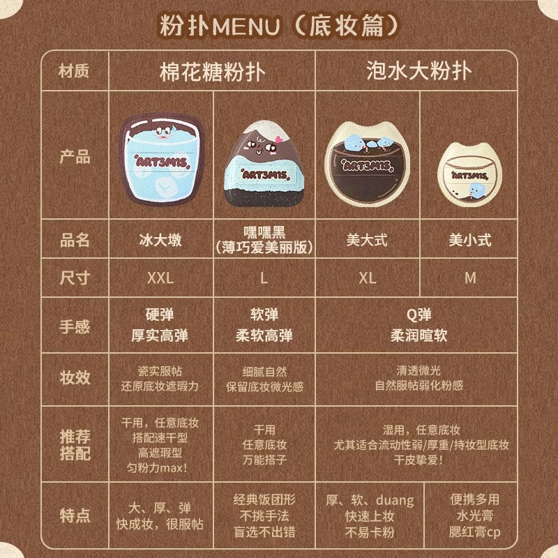 ART3M1S Full-Dome Coffee Series Makeup Puff 2pcs 凹凸迷思满凸然咖啡系列粉扑