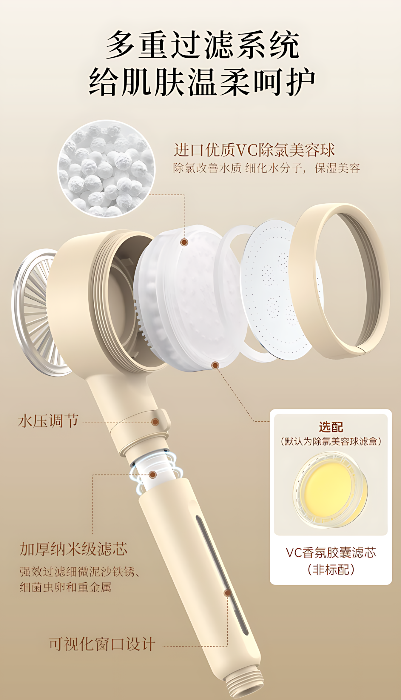 BOONEN High-Pressure Filter Shower Head 泊恩尼增压过滤花洒