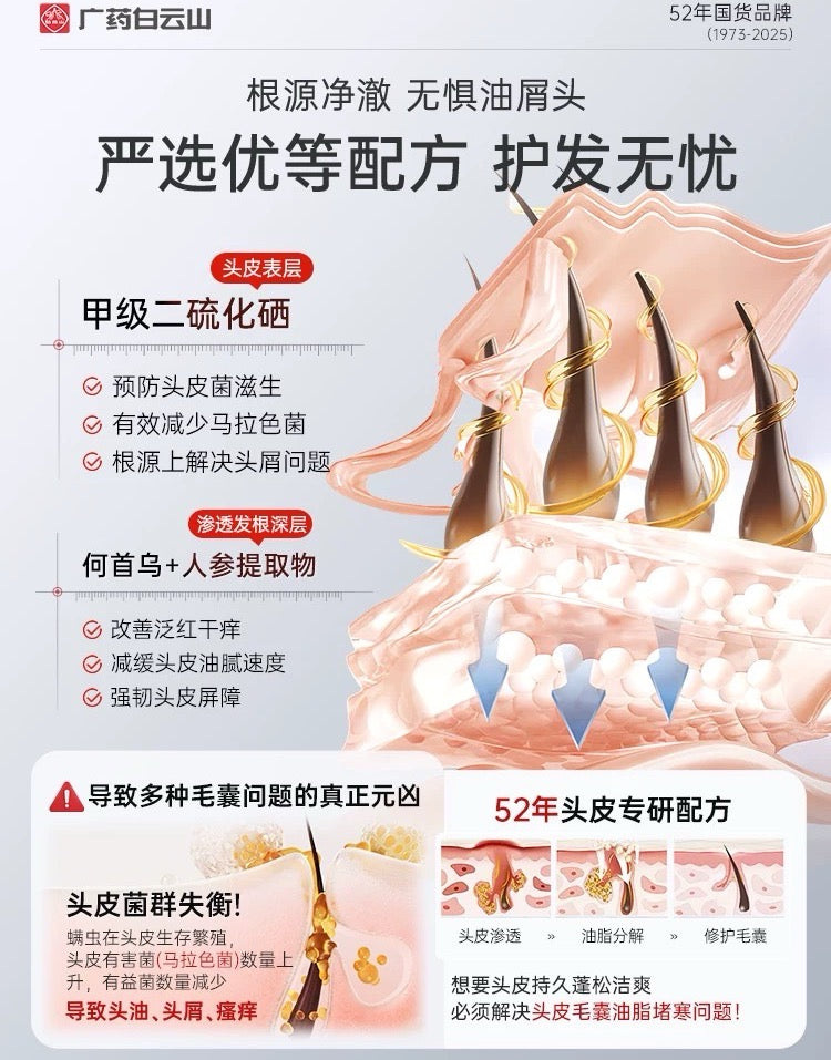 Bai Yun Shan Selenium Disulfide Anti-Dandruff Anti-Itch Shampoo 400ml 白云山二硫化硒去屑洗发水