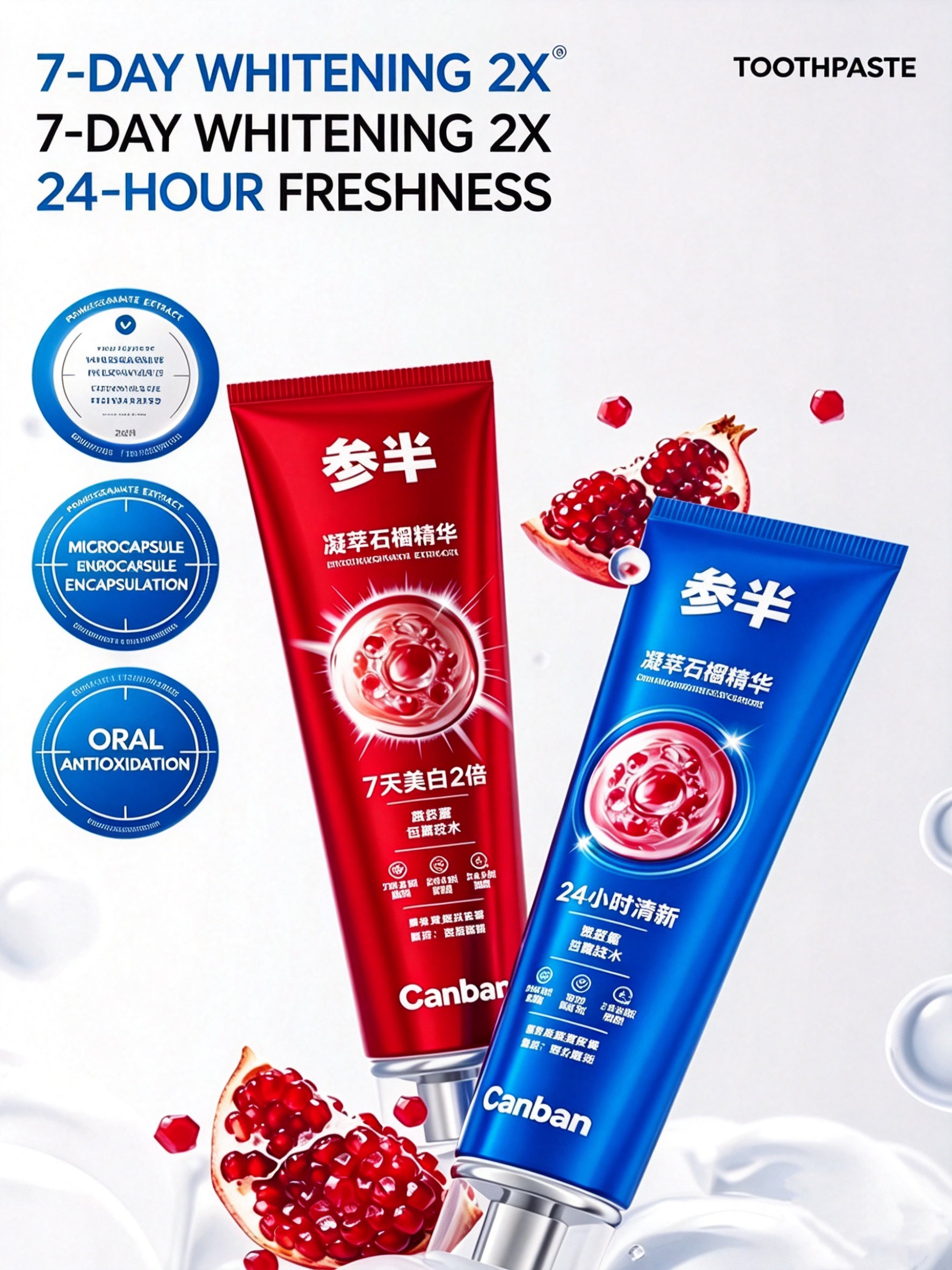 CanBan Oxy-White / Oxy-Clean Toothpaste 100g 参半氧益白/益清牙膏