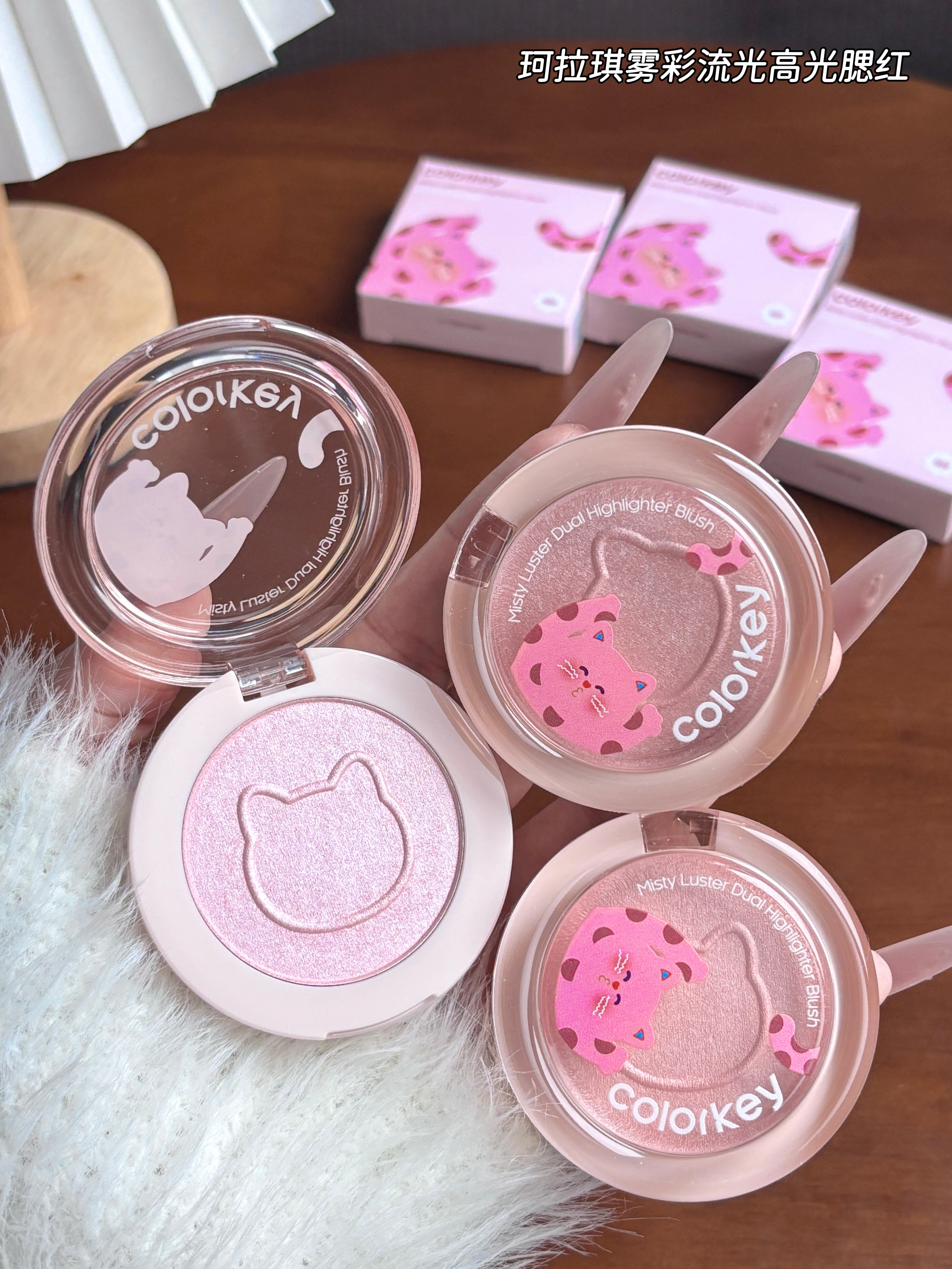 Colorkey × Pokky Mao Collaboration Misty Luster Dual Highlighter Blush 4g 珂拉琪×波点猫联名雾彩流光高光腮红