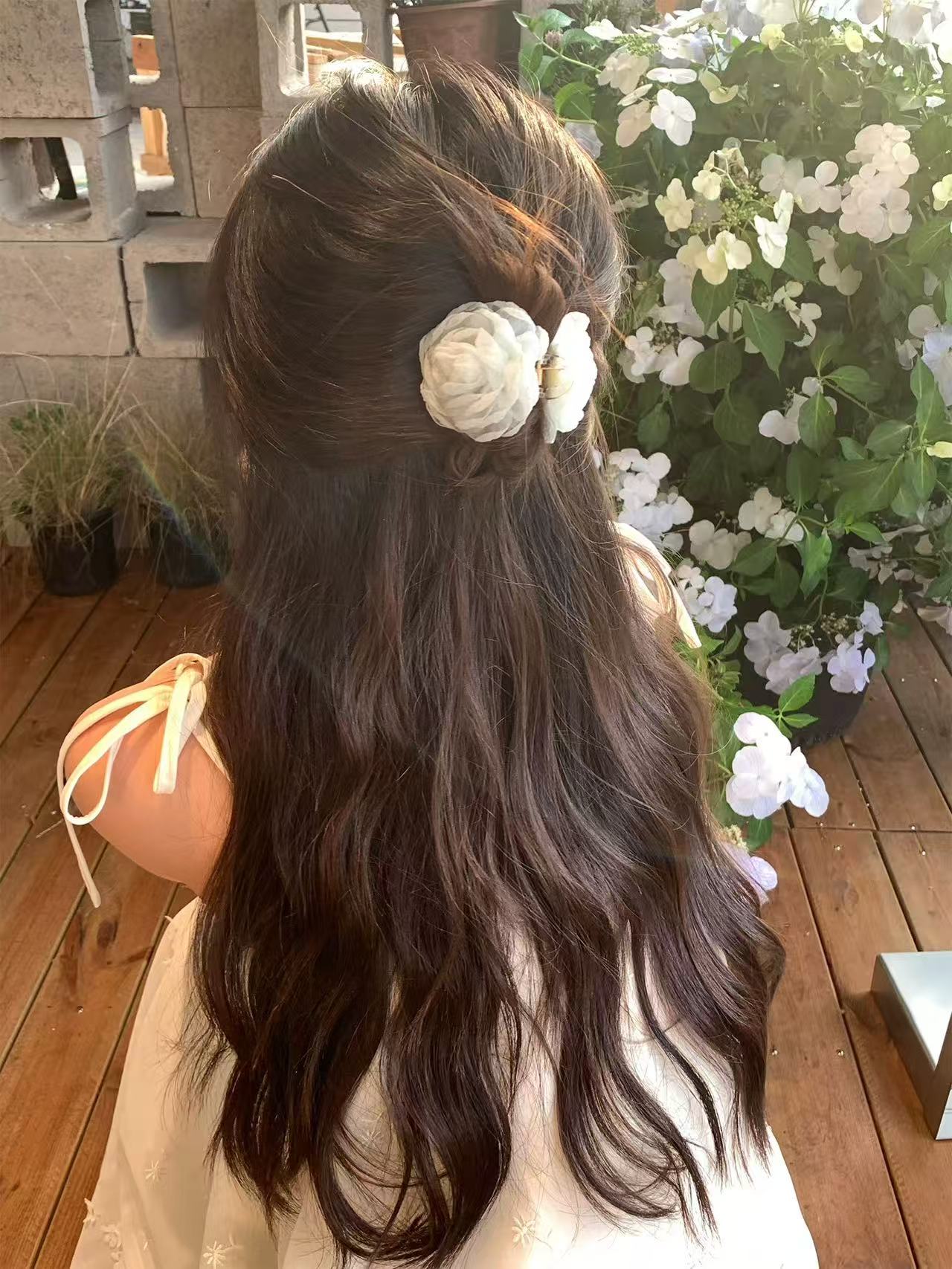 CuteHart Flower Claw Clip - Delicate Fancy Claw Clip with Camellia Flower Design for an Elegant Look 2pcs 新中式山茶花抓夹呈现温婉古典气质