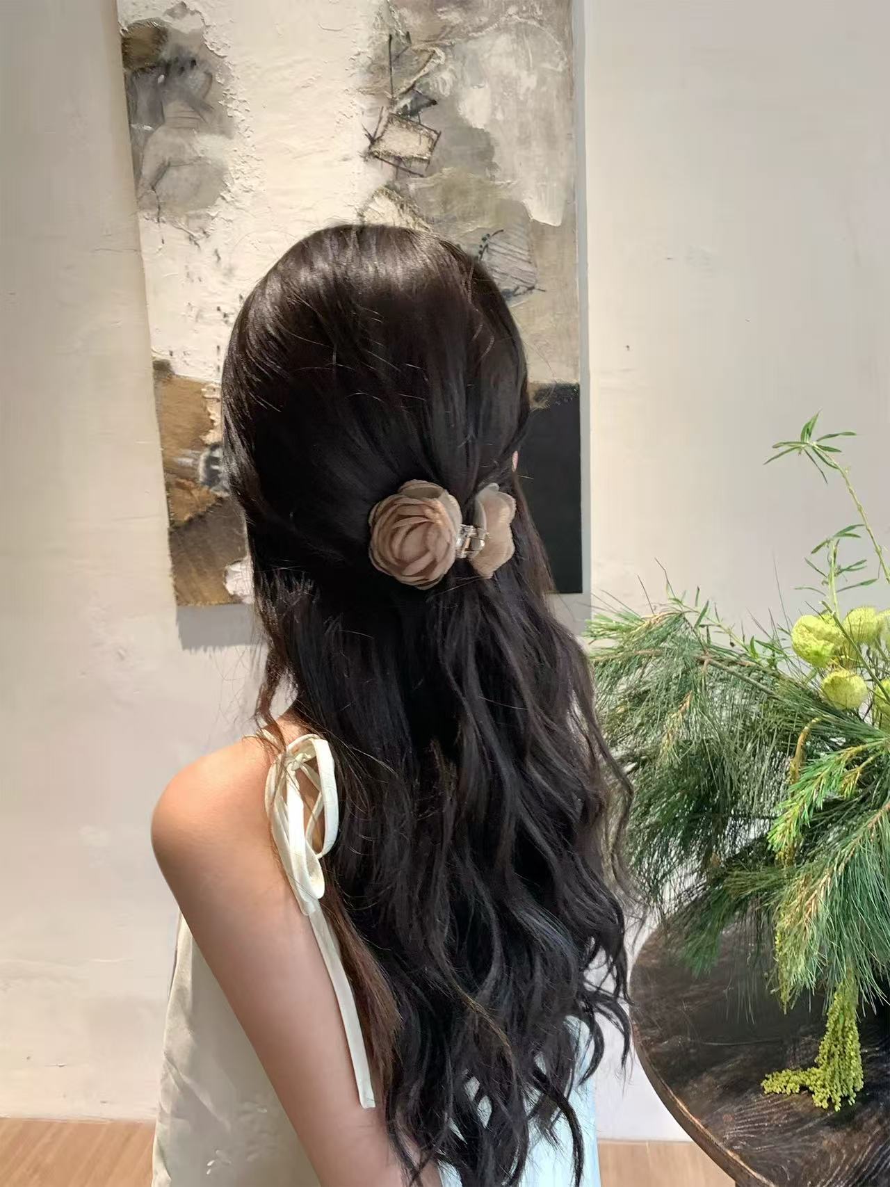 CuteHart Flower Claw Clip - Delicate Fancy Claw Clip with Camellia Flower Design for an Elegant Look 2pcs 新中式山茶花抓夹呈现温婉古典气质