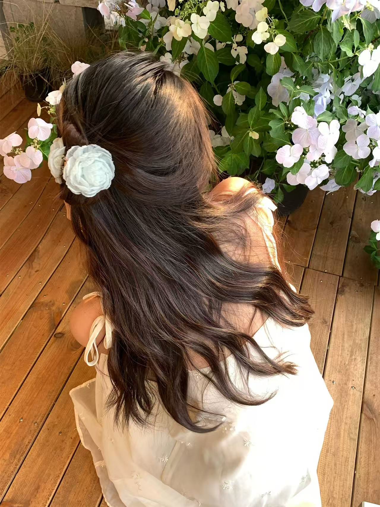 CuteHart Flower Claw Clip - Delicate Fancy Claw Clip with Camellia Flower Design for an Elegant Look 2pcs 新中式山茶花抓夹呈现温婉古典气质