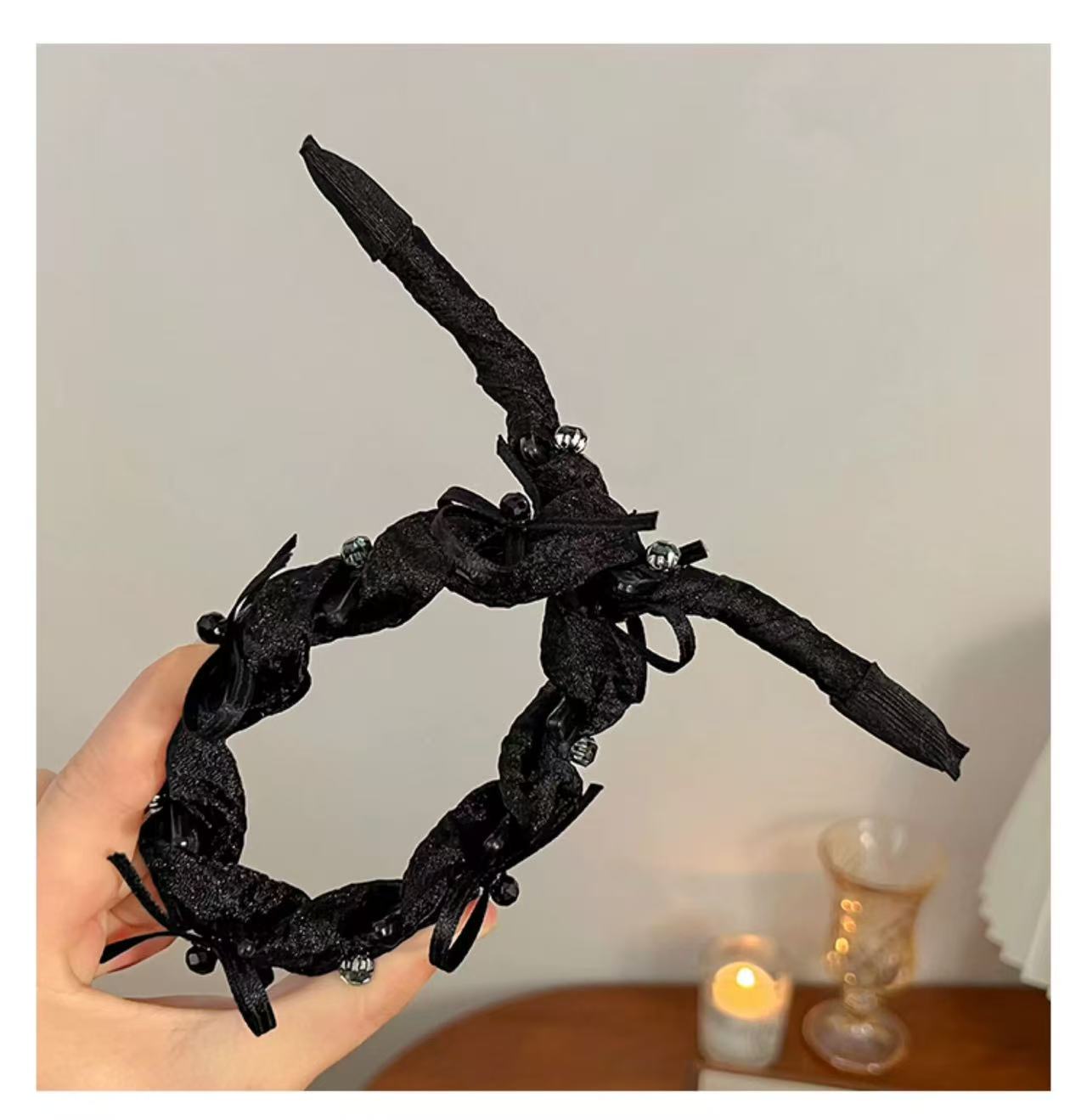 CuteHart Hair Headband - Elegant Rhinestone Headband with a Bow for a French Chic Look 1pc 法式气质水钻蝴蝶结带齿发箍展现优雅魅力