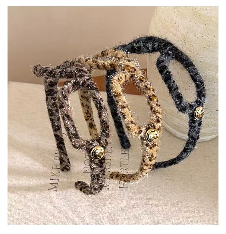 CuteHart Korean Fashion Leopard Headband - Cute Eyewear-Style Hair Band for Women 2pcs 专为女性设计的韩系时尚豹纹发箍拥有可爱眼镜造型