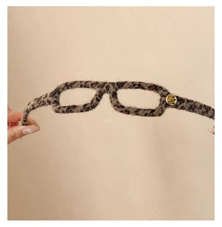 CuteHart Korean Fashion Leopard Headband - Cute Eyewear-Style Hair Band for Women 2pcs 专为女性设计的韩系时尚豹纹发箍拥有可爱眼镜造型