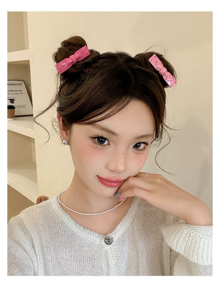 CuteHart Polka Dot Bow Hair Clip - Sweet and Chic Hair Accessory for Everyday Style 2pcs 波点蝴蝶结发夹甜美时尚的日常发饰