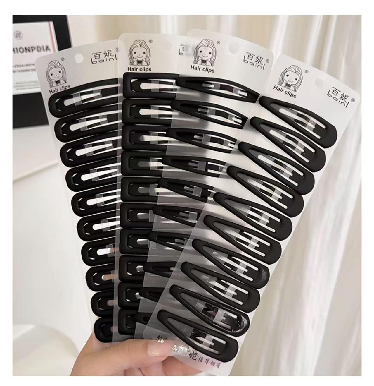 CuteHart Simple Black Bangs Hair Clip - Sleek Hair Clip Black for a Classic Look 10pcs 简约黑色发夹为发型增添经典时尚感