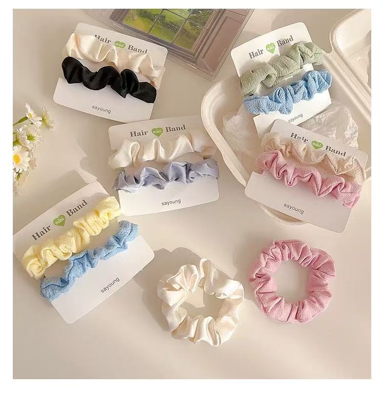 CuteHart Simple Colorful Satin Hair Tie - Chic Piggy Large Intestine Hair Tie for a Stylish Look 2pcs 简约彩色缎面猪大肠发圈带来时尚造型