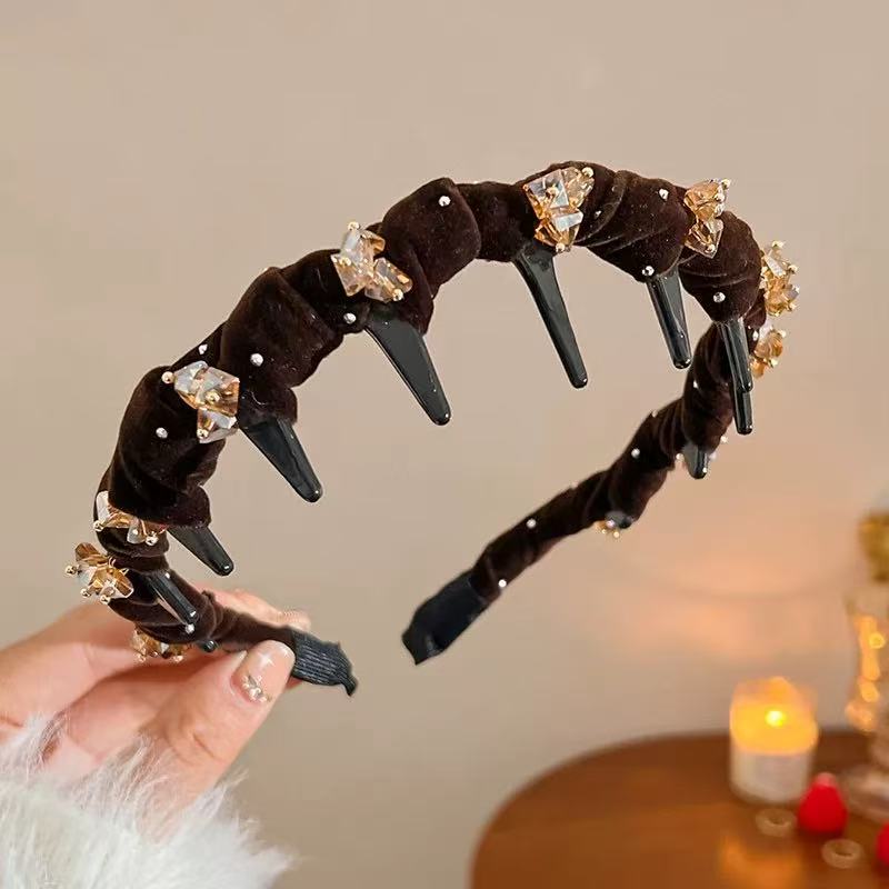 CuteHart Hair Headband - Elegant Rhinestone Headband with a Bow for a French Chic Look 1pc 法式气质水钻蝴蝶结带齿发箍展现优雅魅力