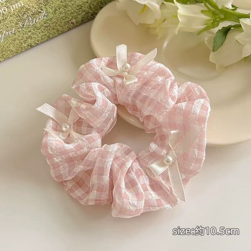 CuteHart Pearl Bow Hair Ties - Elegant Ribbon Bow Scrunchie with Pearl Accents 2pcs 珍珠点缀的优雅缎带蝴蝶结发圈