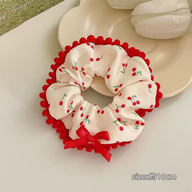 CuteHart Pearl Bow Hair Ties - Elegant Ribbon Bow Scrunchie with Pearl Accents 2pcs 珍珠点缀的优雅缎带蝴蝶结发圈