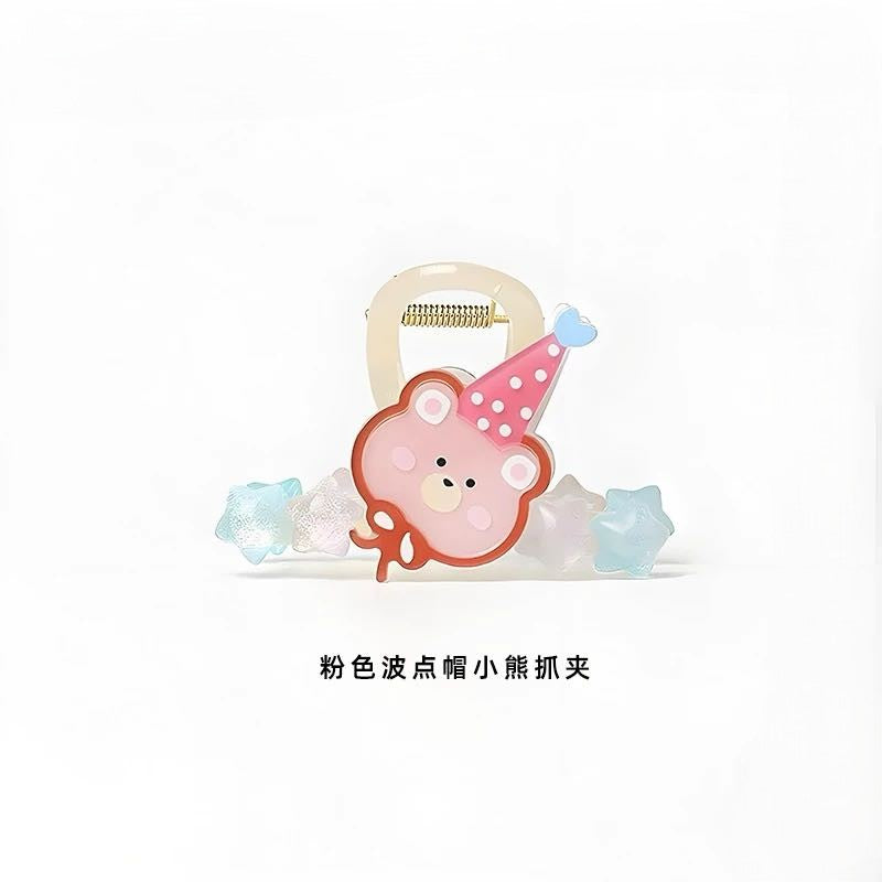 CuteHart Star Claw Clip - Cute Claw Clip with Animal and Star Design for a Fresh and Whimsical Look 1pc 小清新高礼帽小动物星星抓夹展现独特可爱魅力