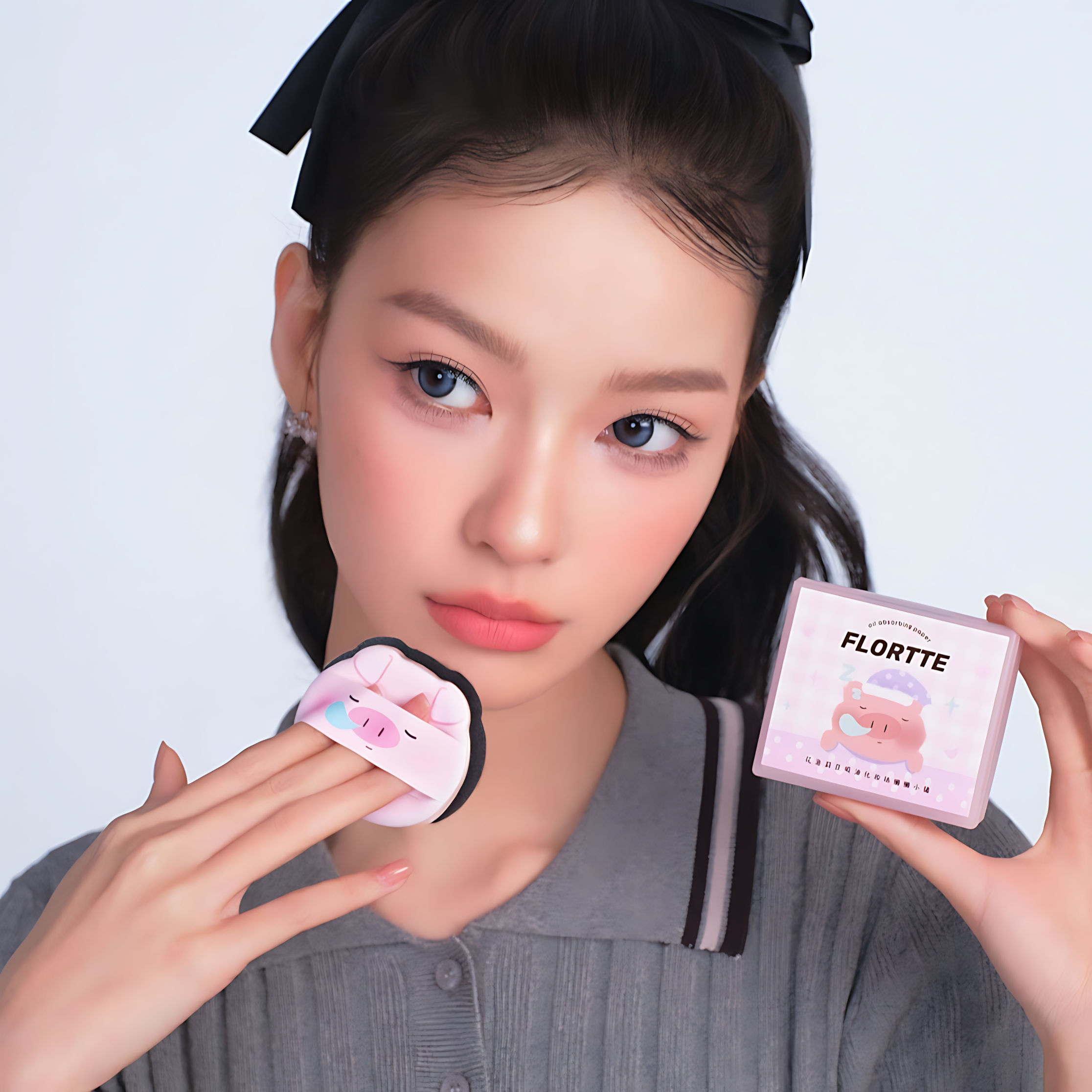 FLORTTE Oil Absorbing Paper (Lazy Little Pig) 2boxes 花洛莉亚吸油化妆纸(懒懒小猪)