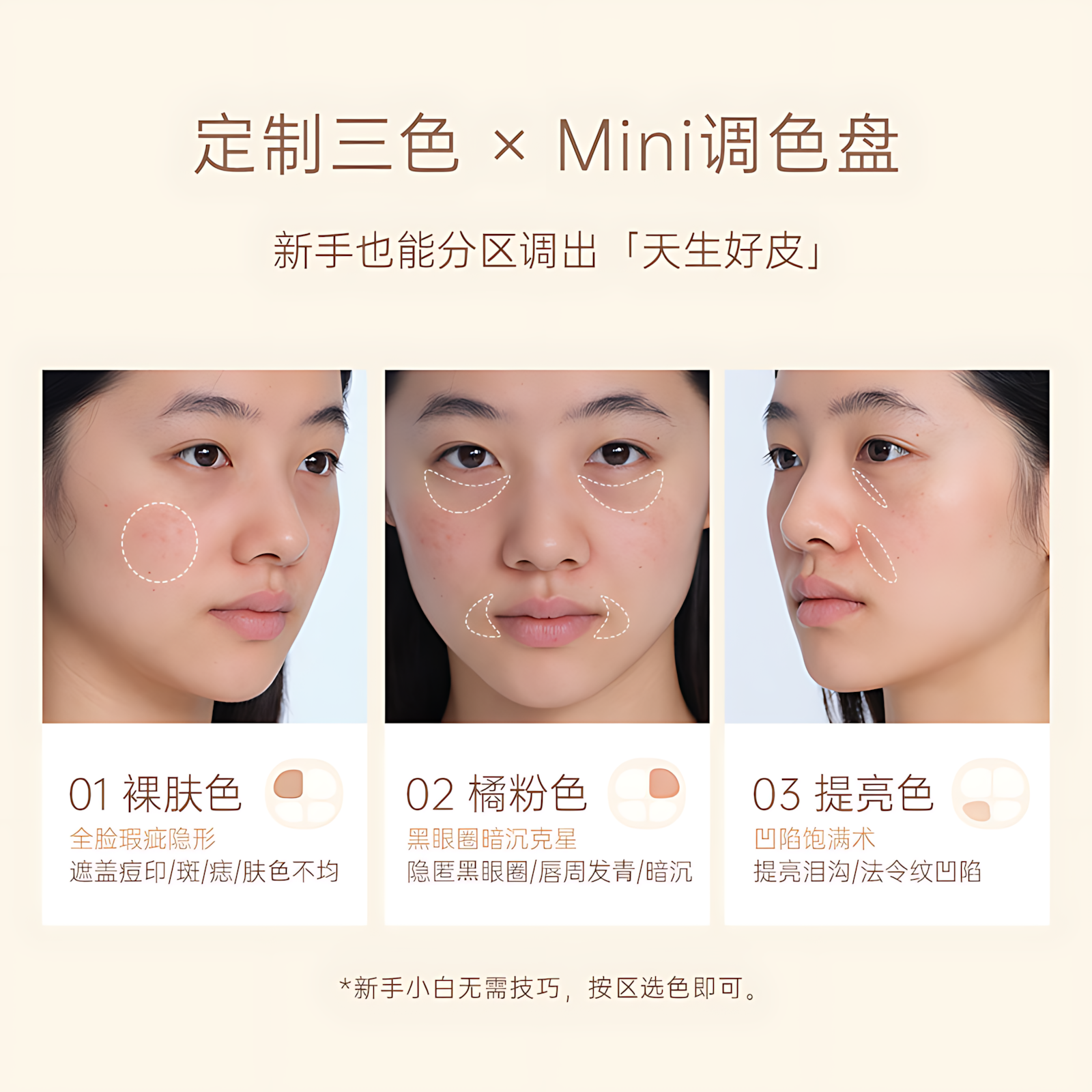 FOREVERKEY Triple Perfect Concealing Palette 6g FOREVERKEY无瑕贴肤三色遮瑕膏