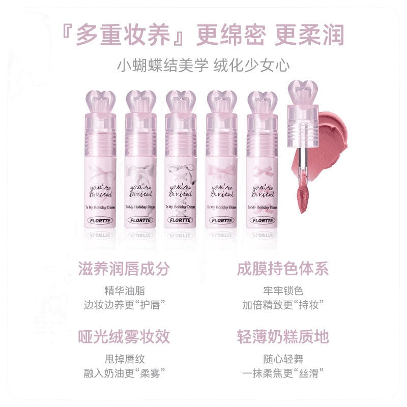 Flortte Little Bowknot Series Milk Cake Lip Cream 2.2g 花洛莉亚小蝴蝶结系列奶糕唇霜