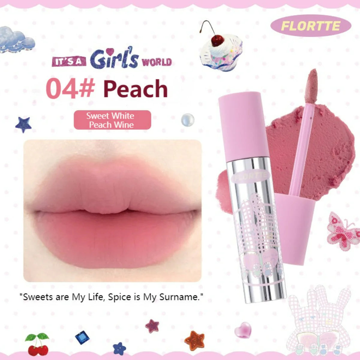 Flortte Wackky Girl's World Lip Cream 2.3g 花洛莉亚女生宿舍系列奶糕唇霜