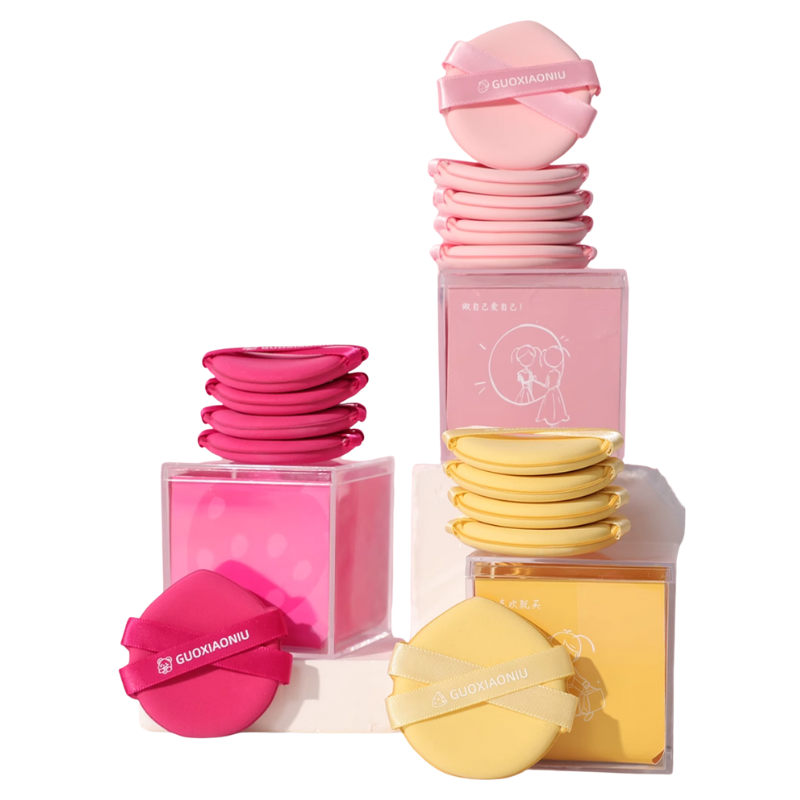 GUOXIAONIU Double Ribbon Cushion Puff 5pcs 郭小妞双丝带气垫粉扑
