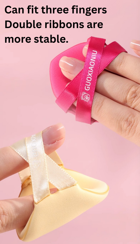 GUOXIAONIU Double Ribbon Cushion Puff 5pcs 郭小妞双丝带气垫粉扑