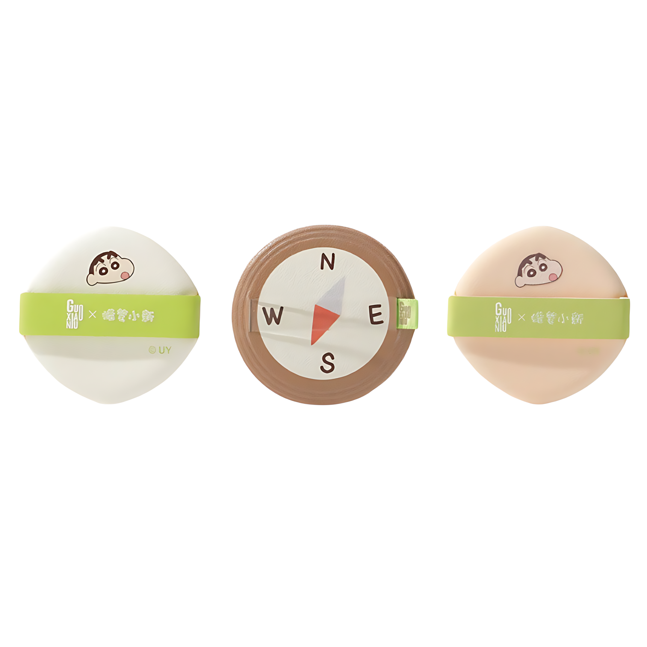GUOXIAONIU × Crayon Shinchan Camping Series Cushion Puff Set 3pcs 郭小妞×蜡笔小新露营系列小新张口气垫粉扑