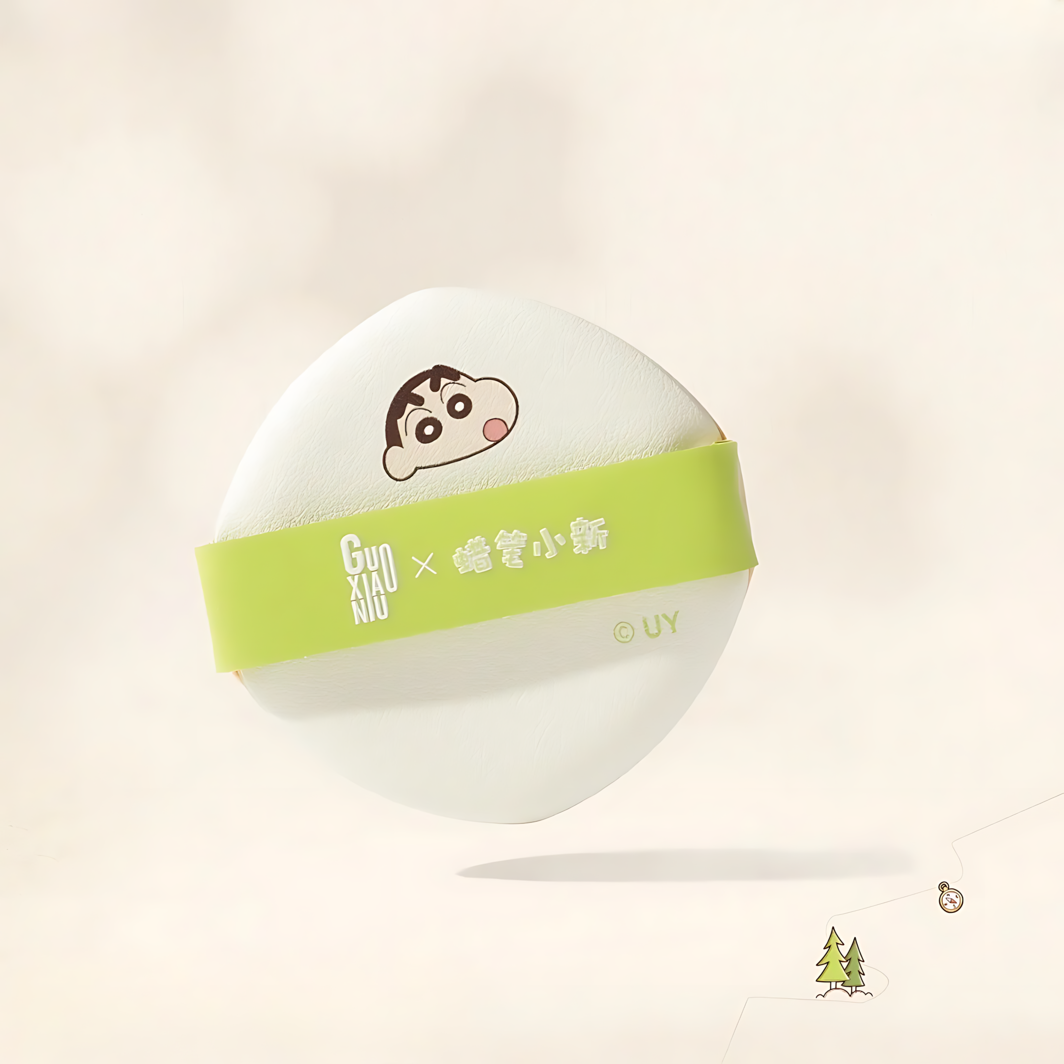 GUOXIAONIU × Crayon Shinchan Camping Series Cushion Puff Set 3pcs 郭小妞×蜡笔小新露营系列小新张口气垫粉扑
