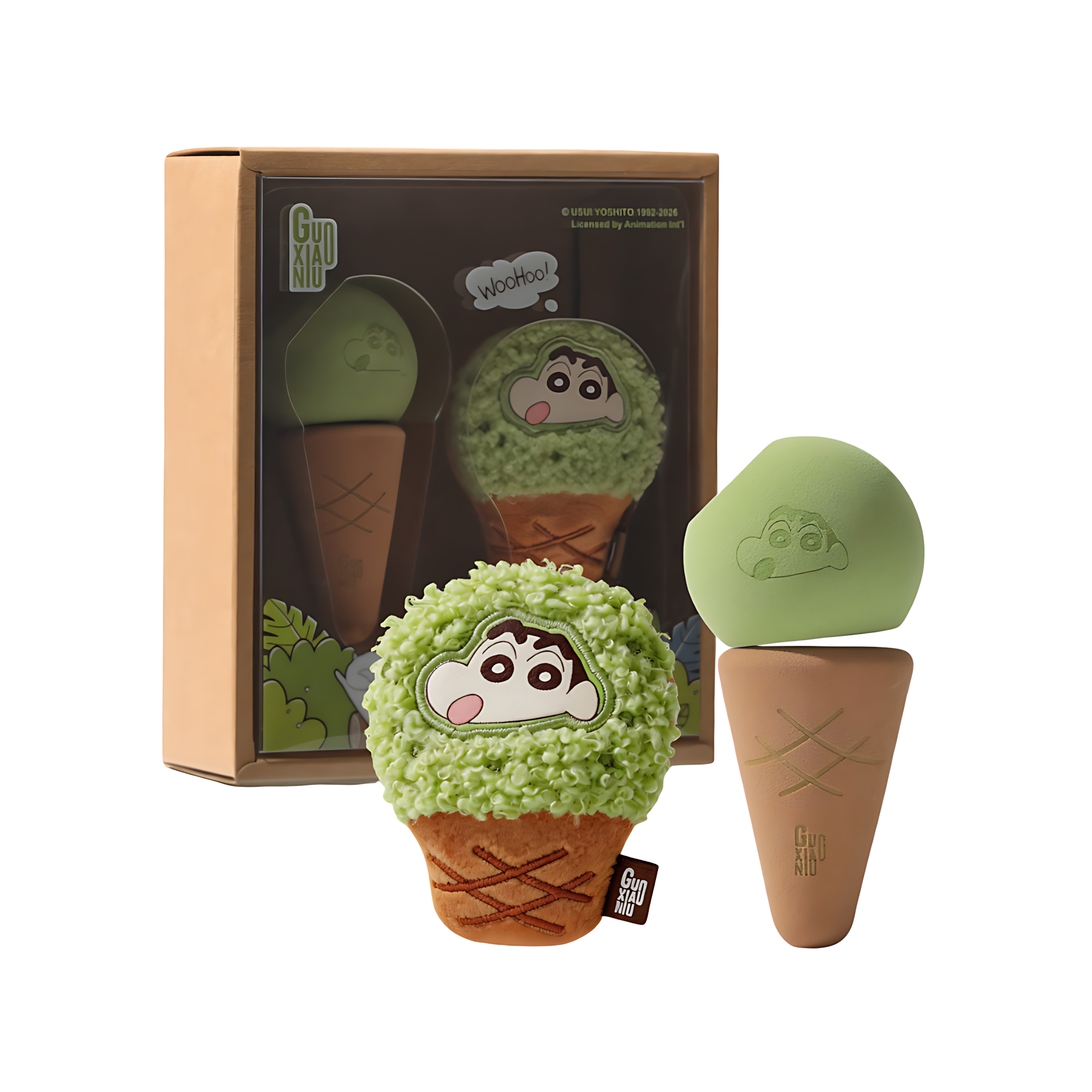GUOXIAONIU × Crayon Shinchan Camping Series Ice Cream Makeup Sponge Set 3pcs 郭小妞×蜡笔小新露营系列雪糕美妆蛋