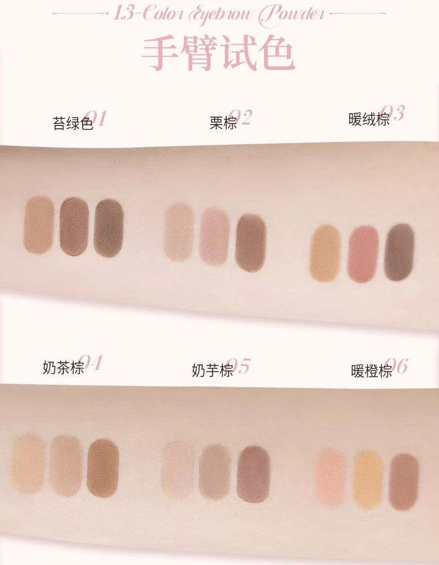 JILL LEEN Three-Color Eyebrow Powder 2g 玖丽绵绵猫淡彩三色眉粉