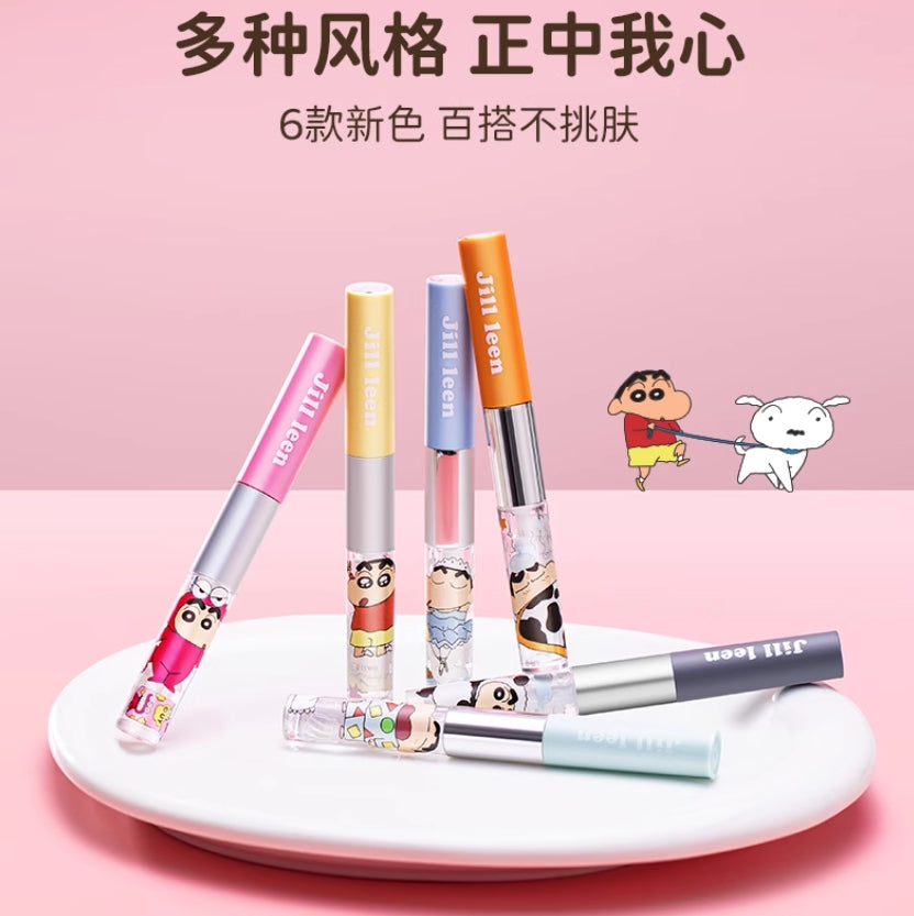 JILL LEEN X Crayon Shinchan Dual-Ended Lip Gloss 1.6g+1.6g 玖丽X蜡笔小新联名款双头唇釉