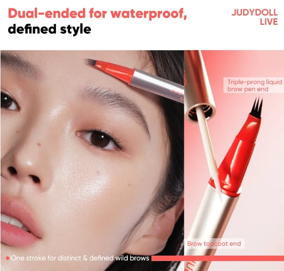 Judydoll Dual-ended Triple-Prong Liquid Brow Pen 1ml+0.8ml 橘朵双头三叉水眉笔