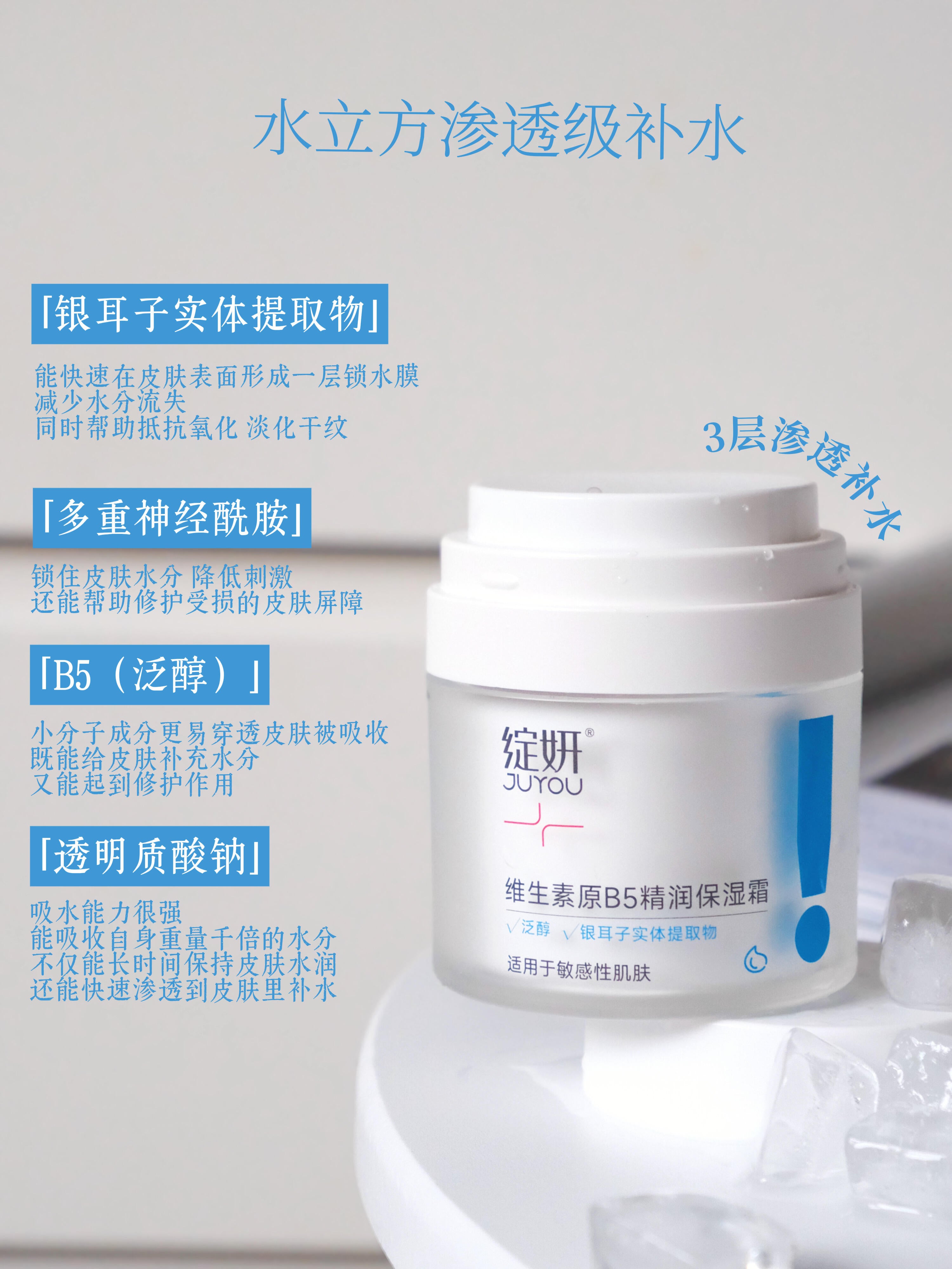 Juyou Vitamin B5 Hydrating & Nourishing Cream 50g 绽妍维生素原B5精润保湿霜