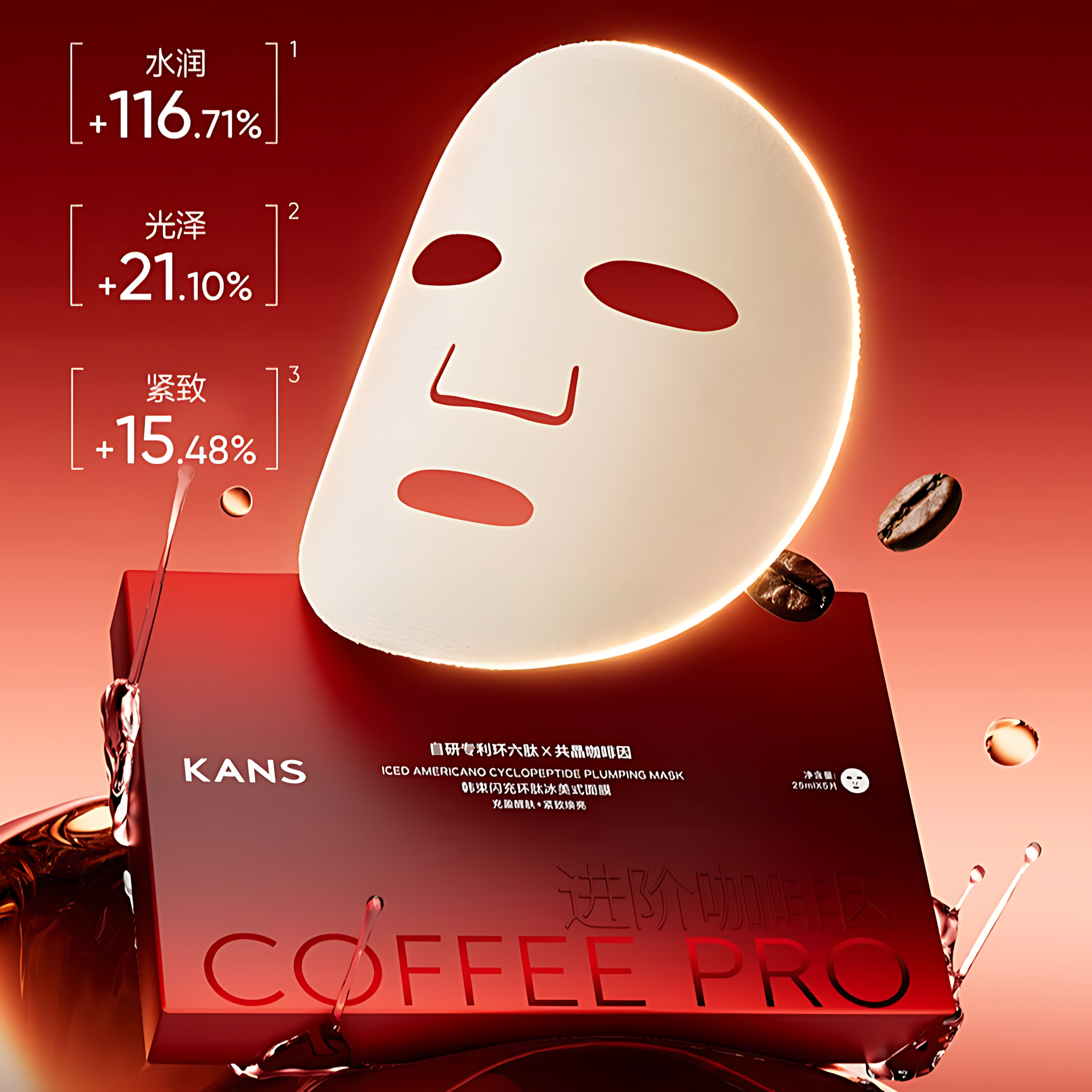 KANS Iced Americano Cyclopeptide Plumping Mask 25ml*5pcs/box 韩束闪充环肽冰美式面膜
