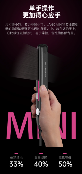 LANX Mini Negative Ion Hair Straightener 兰什负离子迷你直发夹
