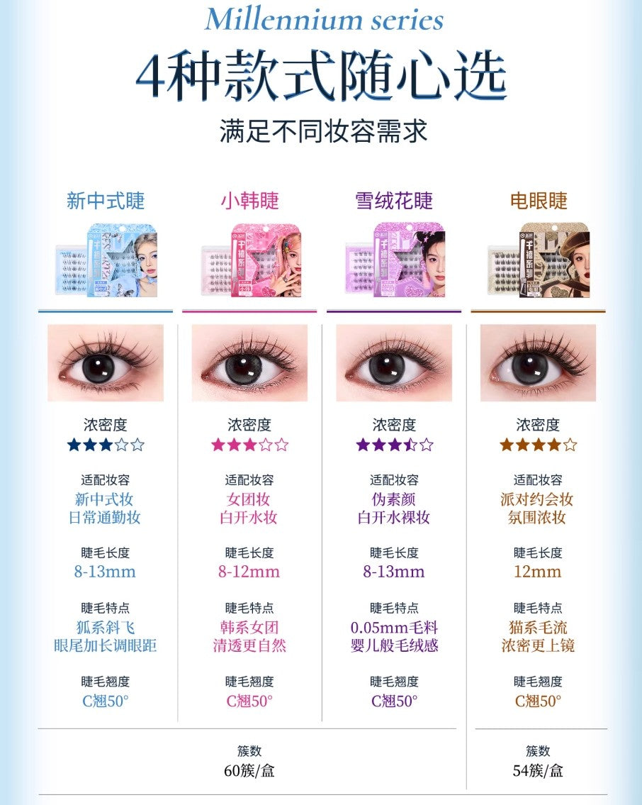 LISHU Reboot Millennium Series Glue-Free False Eyelashes 54pcs/60pcs 荔树重启千禧系列免胶假睫毛