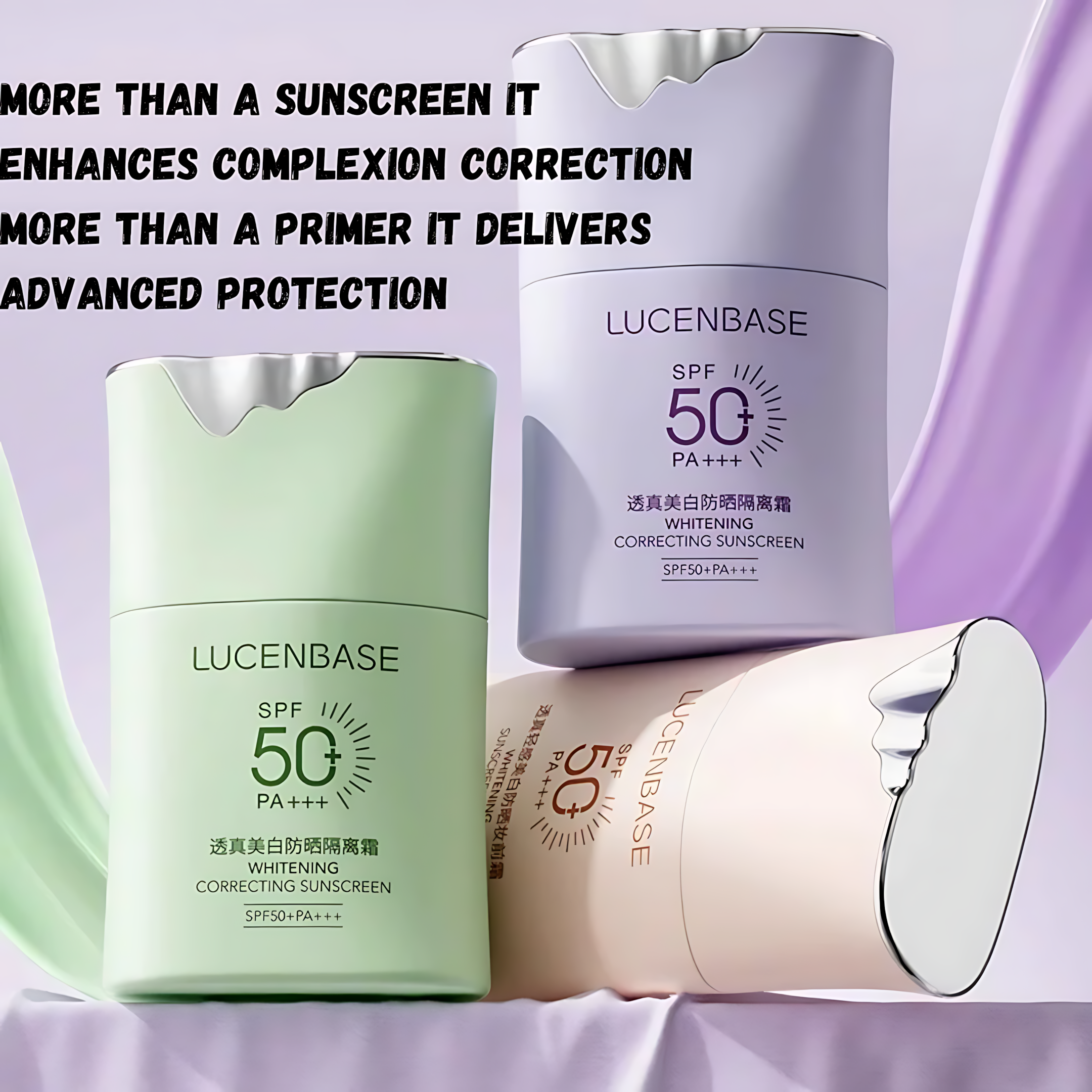 LUCENBASE Whitening Correcting Sunscreen SPF50+PA+++ 50g 透真美白防晒隔离霜