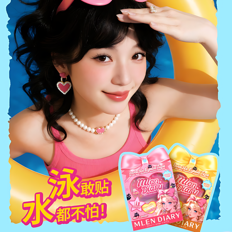 MLEN DIARY Double Eyelid Stickers Tool Kit 1box 米兰日记蝴蝶结系列隐形美目贴