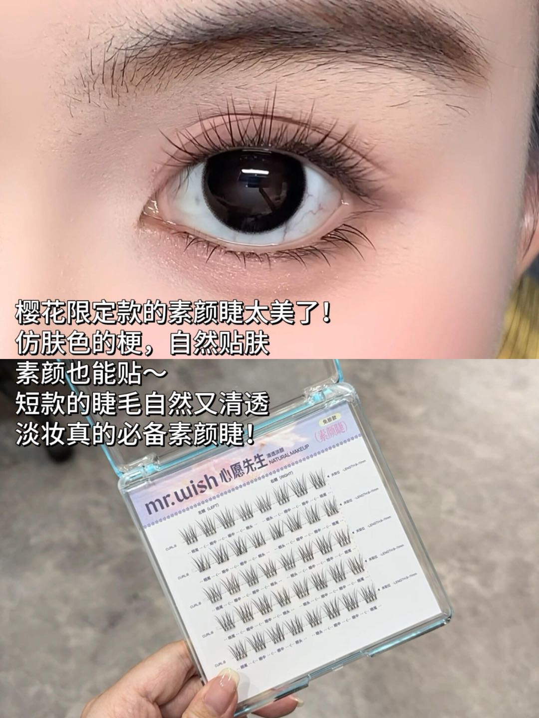 MR.WISH Cherry Blossom Limited Edition Glue-Free/Glue-On False Eyelashes 1box 心愿先生樱花限定免胶/胶水假睫毛