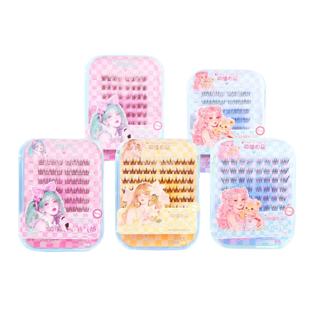 Meng Jie Shang Pin Dopamine Girl Group Series Glue-Free False Eyelashes 8 rows/box 萌睫尚品多巴胺女团系列免胶假睫毛