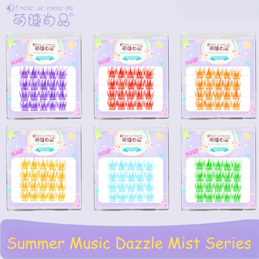 Meng Jie Shang Pin Summer Music Dazzle Mist Series Colorful False Eyelashes 2boxes 萌睫尚品夏日音乐炫彩迷雾系列彩色假睫毛
