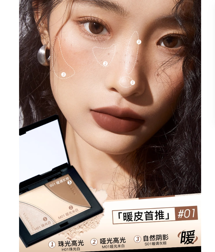 Mooekiss Tri-Color Contouring Palette 16.5g 木柯诗三色塑颜修容盘