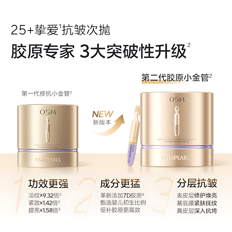 OSM Collagen Firming And Repairing Essence 2.0 1.2ml*5pcs/30pcs 欧诗漫胶原紧致修护精华液2.0