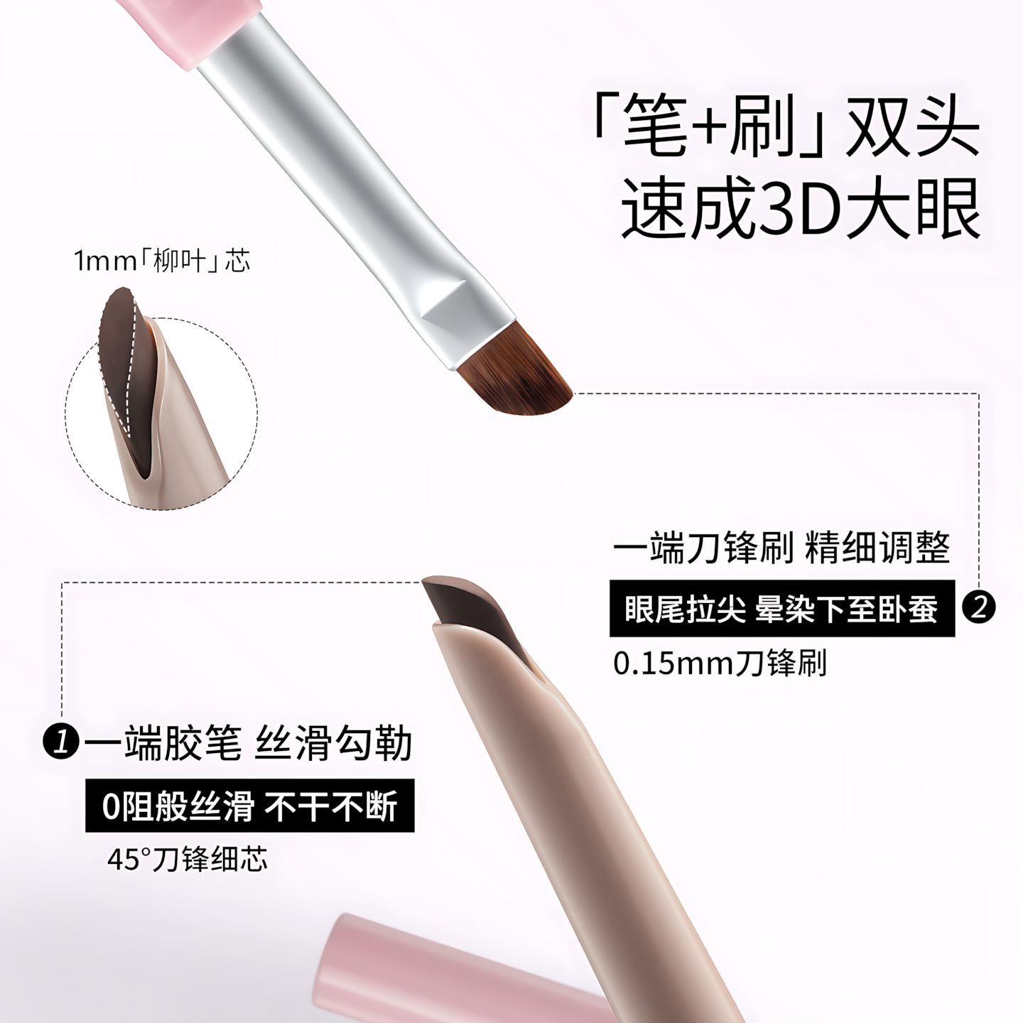 OXEYE Dual-Ended Refillable Gel Eyeliner 2.0 150mg+150mg 欧丝爱大容量替换芯眼线胶笔2.0