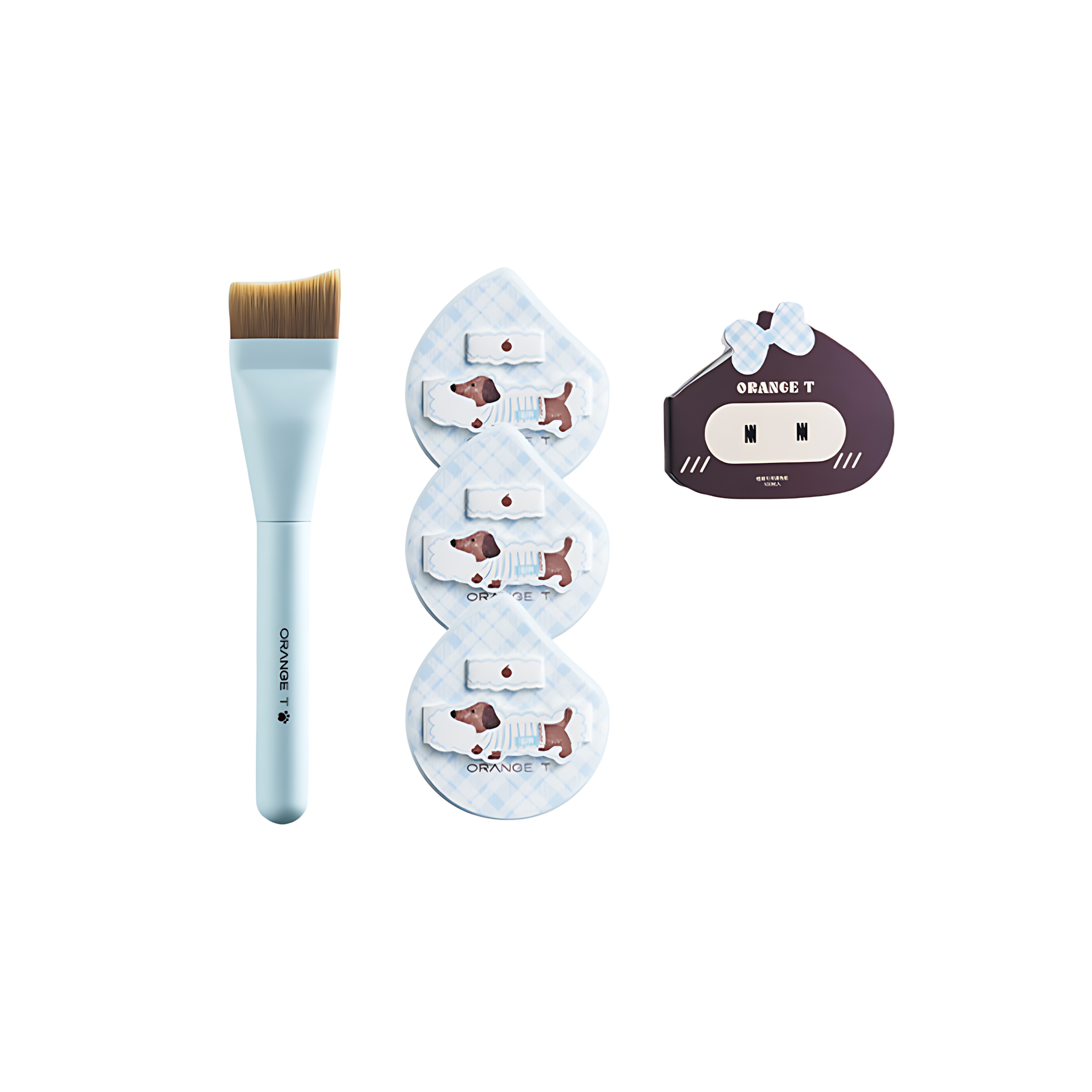 Orange T Ceramic Puppy Puff Set 5pcs 橙棠瓷汪汪粉扑套组