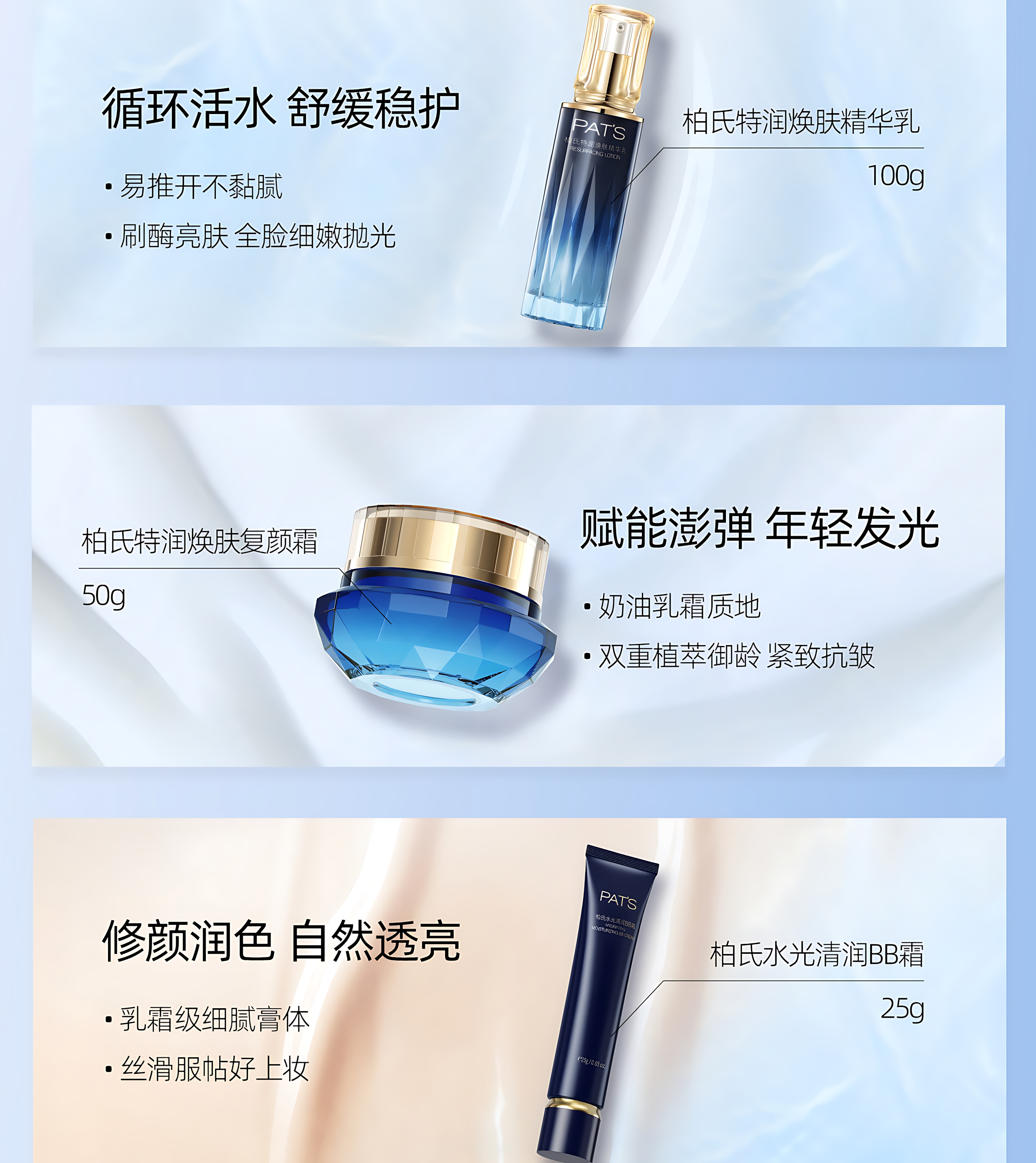 PAT'S Sapphire Hydrating & Resurfacing 5-Piece Gift Set 柏氏蓝宝石特润焕肤系列5件套