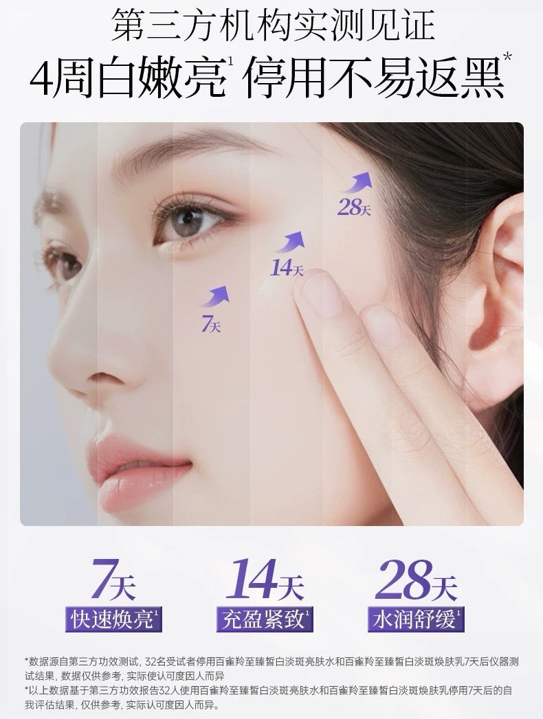 PECHOIN White Moonlight Series Brightening Lotion & Emulsion Set 百雀羚白月光系列白皙水乳套装