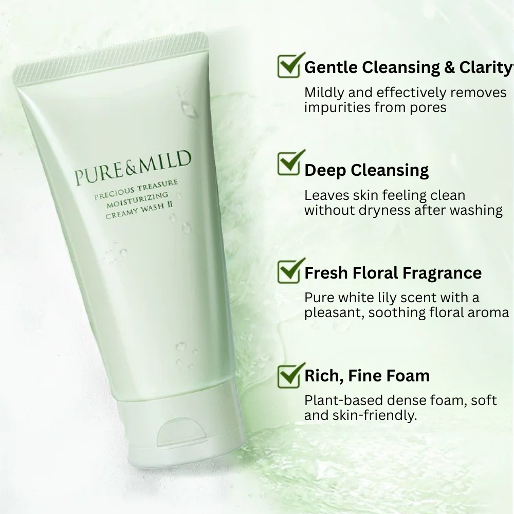 PURE&MILD Precious Treasure Moisturizing Creamy Wash 120g 泊美鲜纯珍萃柔润洁面膏