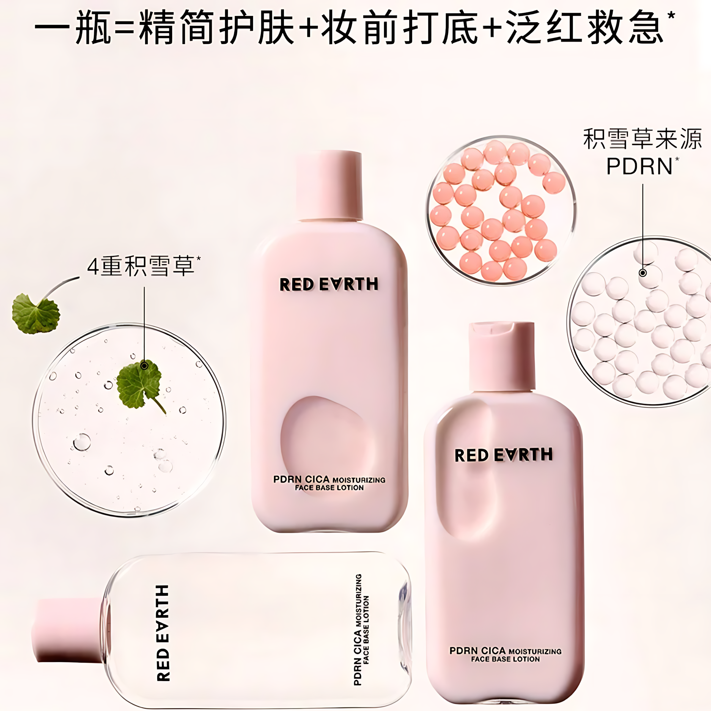 Tiktok/Douyin Hot RED EARTH PDRN CICA Moisturizing Face Base Lotion 80ml/220ml【Tiktok抖音爆款】红地球舒缓水光贴贴乳液