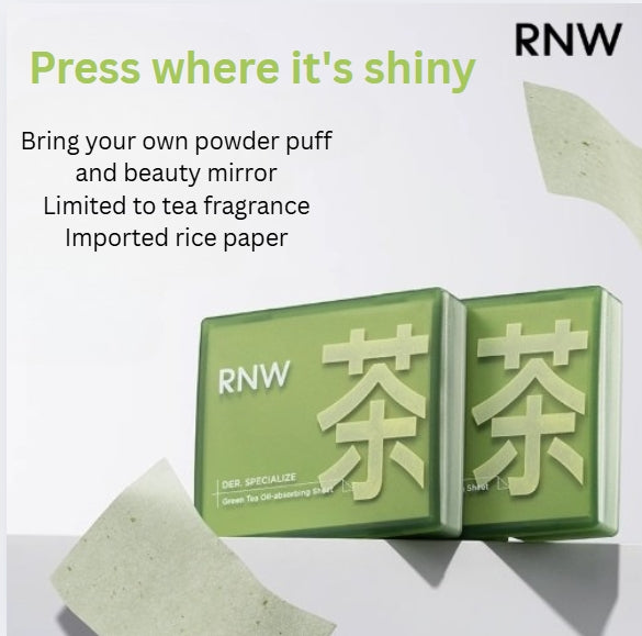 RNW Green Tea Plant Extract Oil Absorbing Paper 100pcs/box 如薇绿茶植萃吸油纸