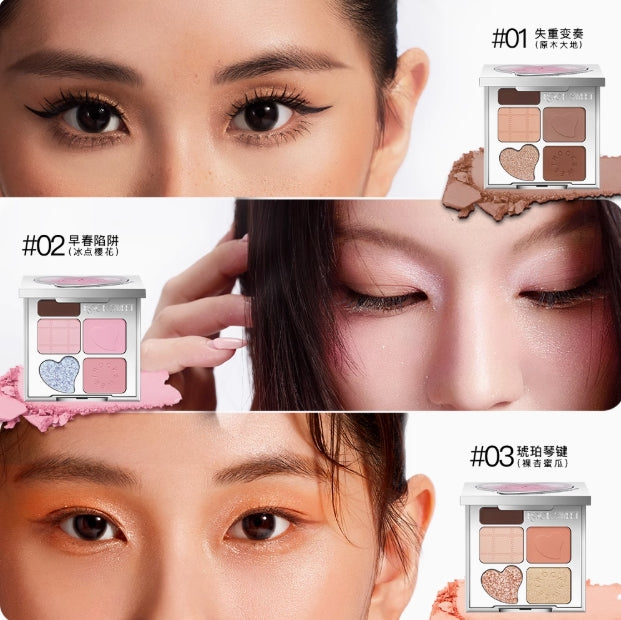 ROCK SWEET Rhythm Rhapsody Five-Color Eyeshadow Palette 5g/4.5g 摇滚甜心节奏狂想五色眼眉盘