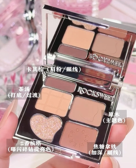 ROCK SWEET Rhythm Rhapsody Five-Color Eyeshadow Palette 5g/4.5g 摇滚甜心节奏狂想五色眼眉盘